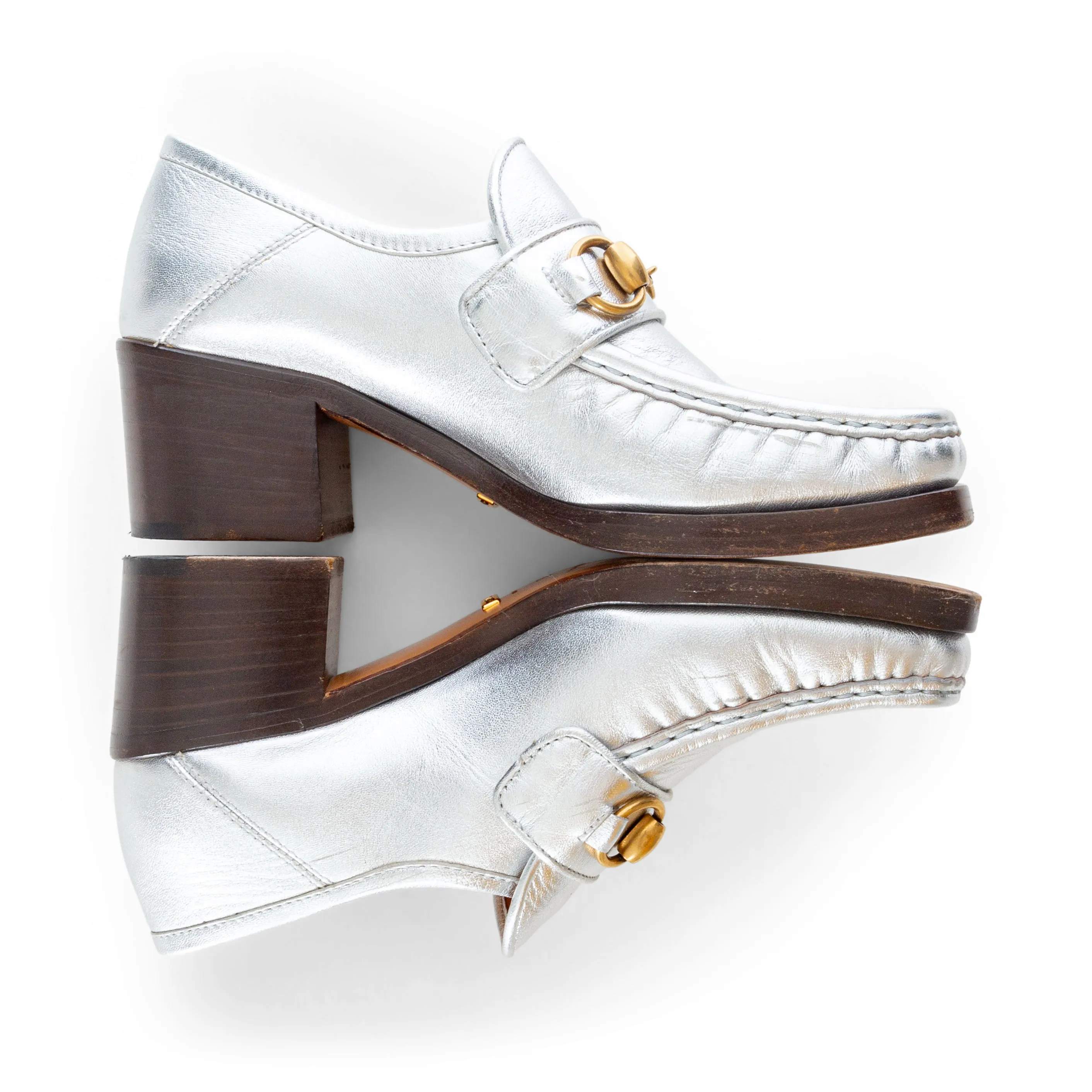 Loafers With Silver Buckle 55mm Vegas Silver Leather Horsebit Loafers 35.5