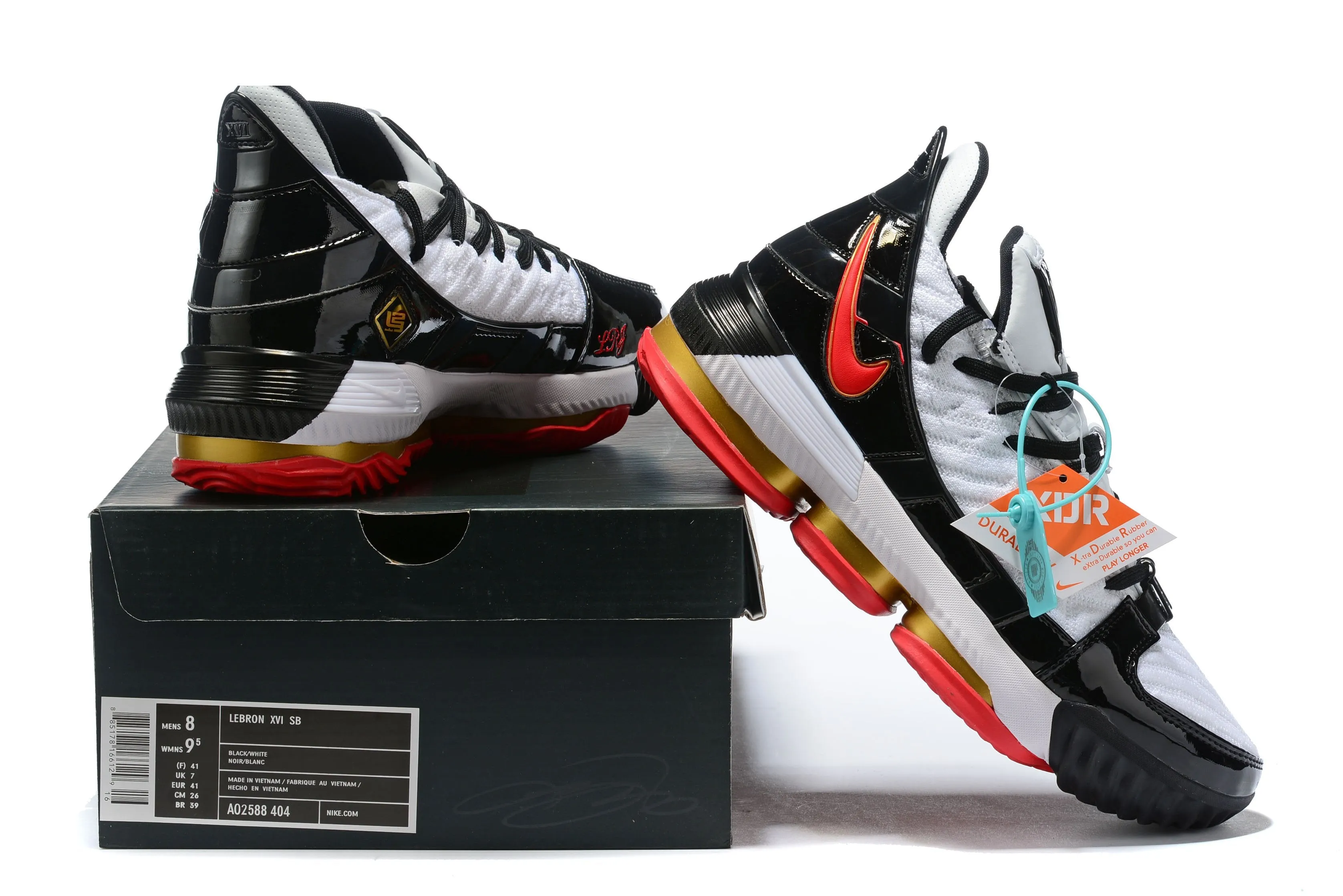 Nike Lebron XVI 16 SB Black White Red Sneaker Shoes Sale Men Size 7-13 Asics 3d Printed Shoes