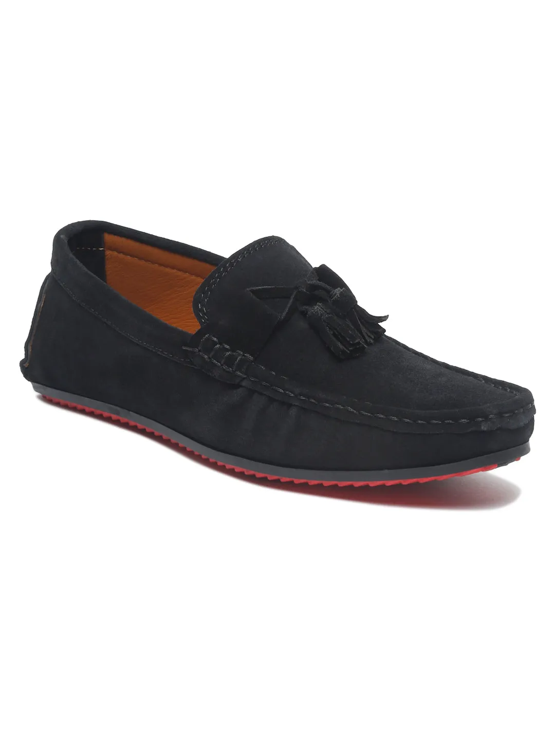 Teakwood Leather Men Solid Round-Toe Black Loafer Nunn Bush Loafers