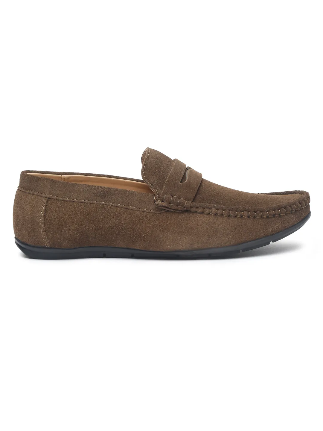 Teakwood Leather Men Solid Round-Toe Olive Loafer Gucci Slip On Loafers Dupe