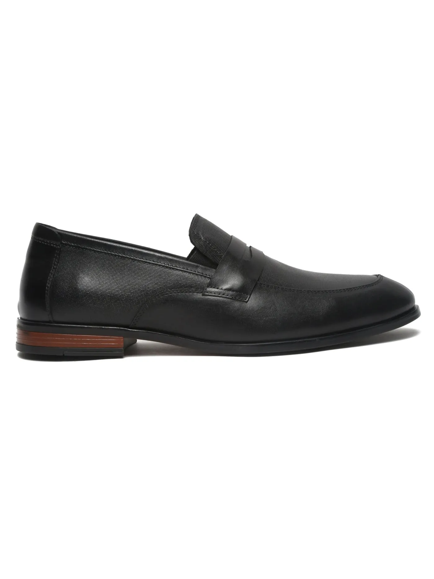 Slip On Checkerboard Teakwood Leathers Men Black Solid Leather Slip-on Shoes