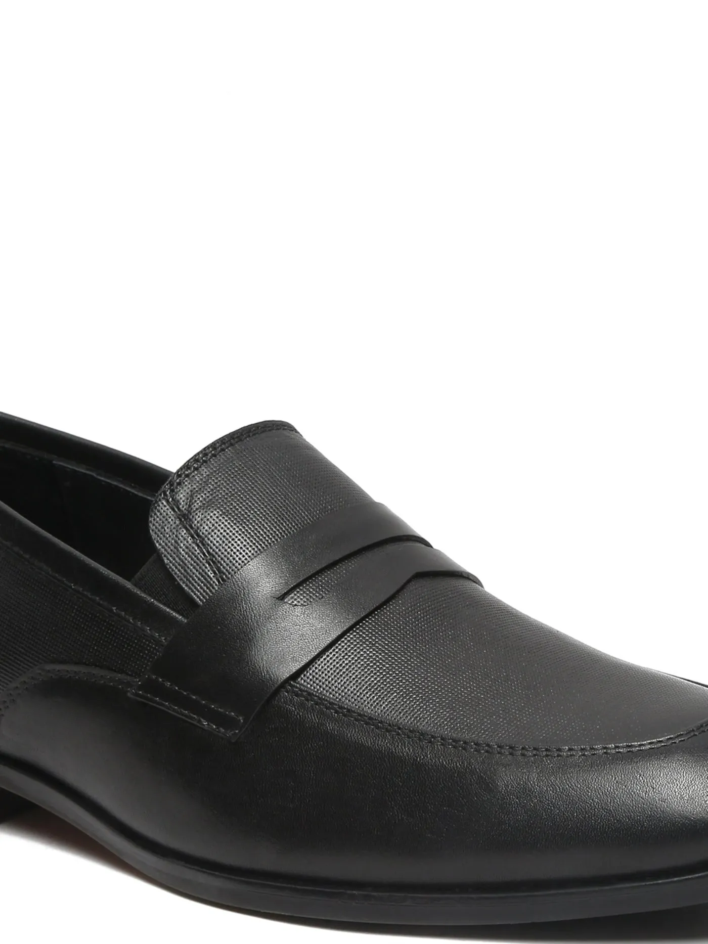 Teakwood Leathers Men Black Solid Leather Slip-on Shoes Brown Suede Slip On Shoes