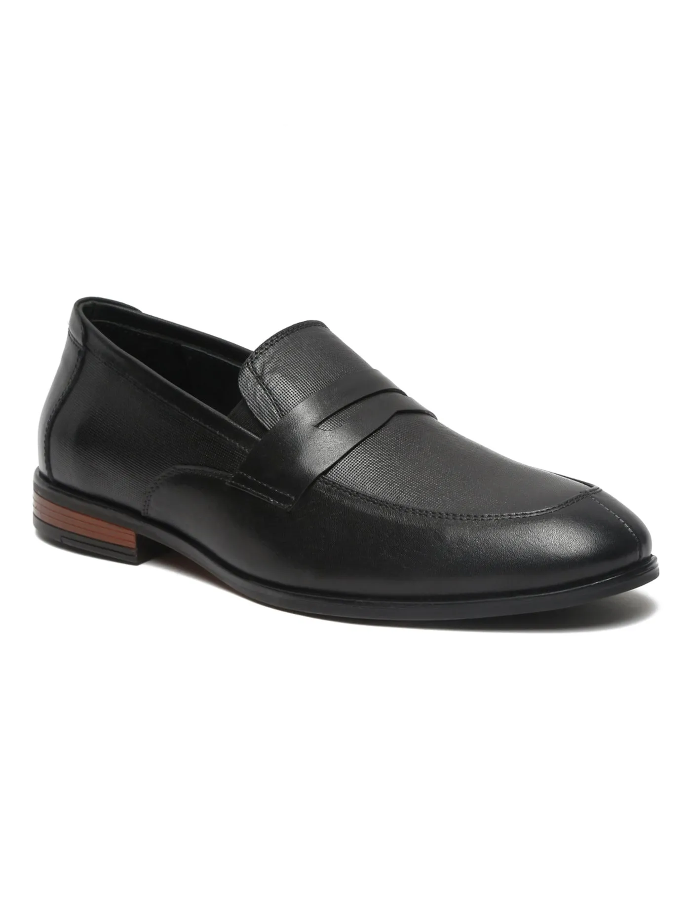 Teakwood Leathers Men Black Solid Leather Slip-on Shoes Helsinki Bike Toe Slip On