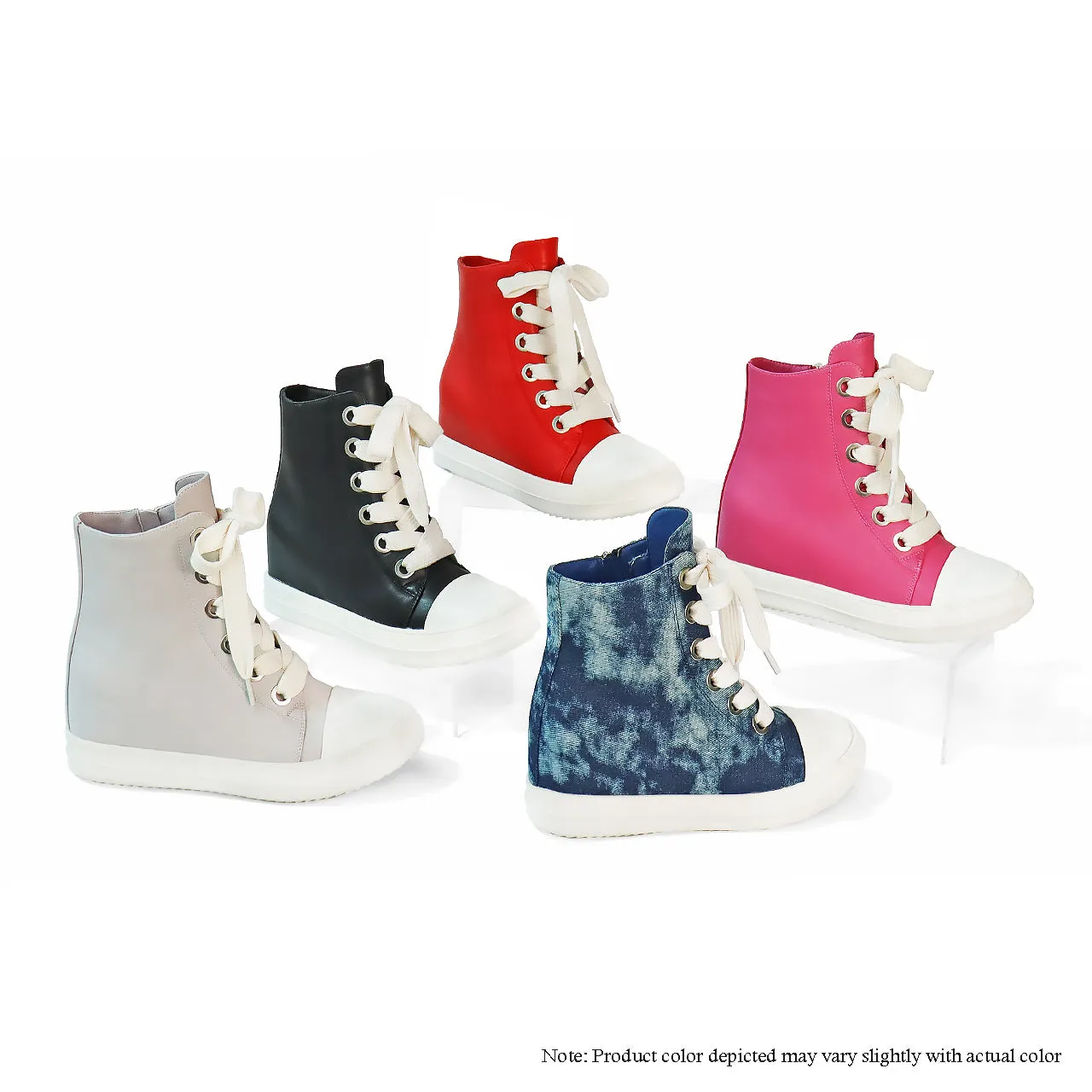 JIMMY-1 HIDDEN WEDGE LACE UP SNEAKER - RED Of Sneakers