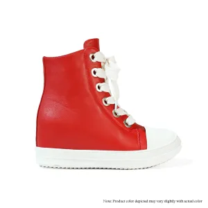 JIMMY-1 HIDDEN WEDGE LACE UP SNEAKER - RED Best Sneakers For Heel Spurs