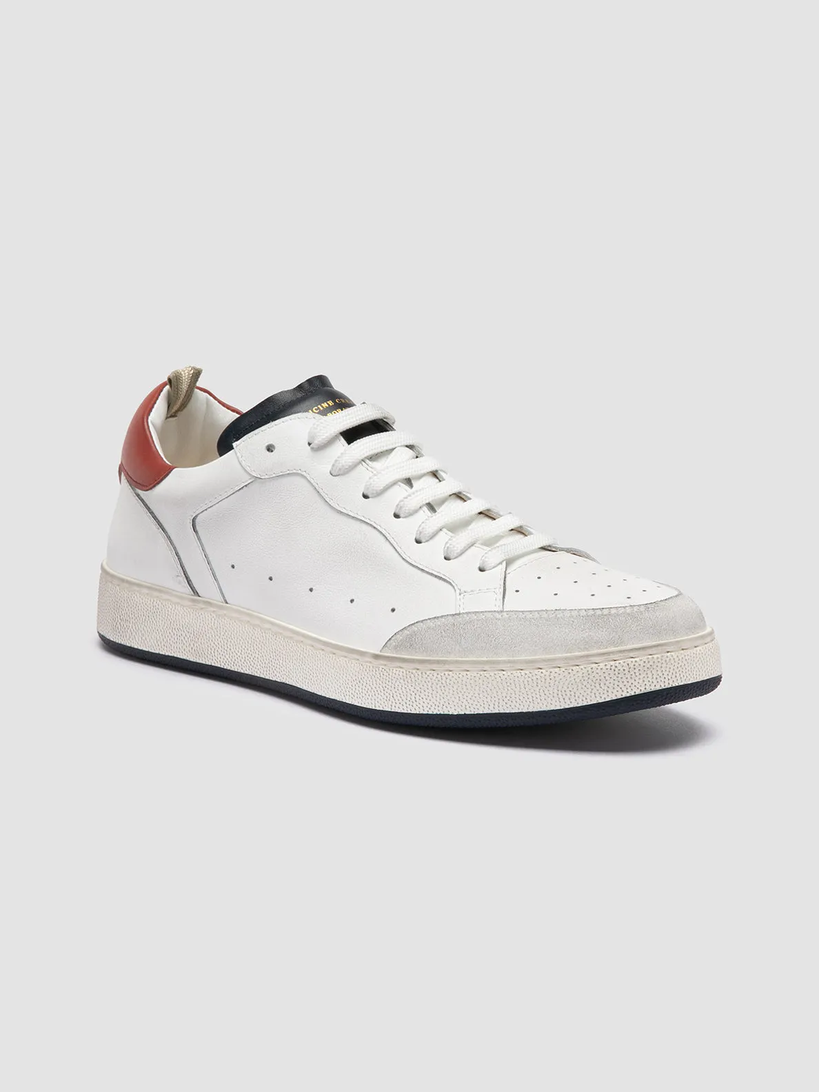 8. NULL THE ANSWER 001 - White Leather and Suede Low Top Sneakers