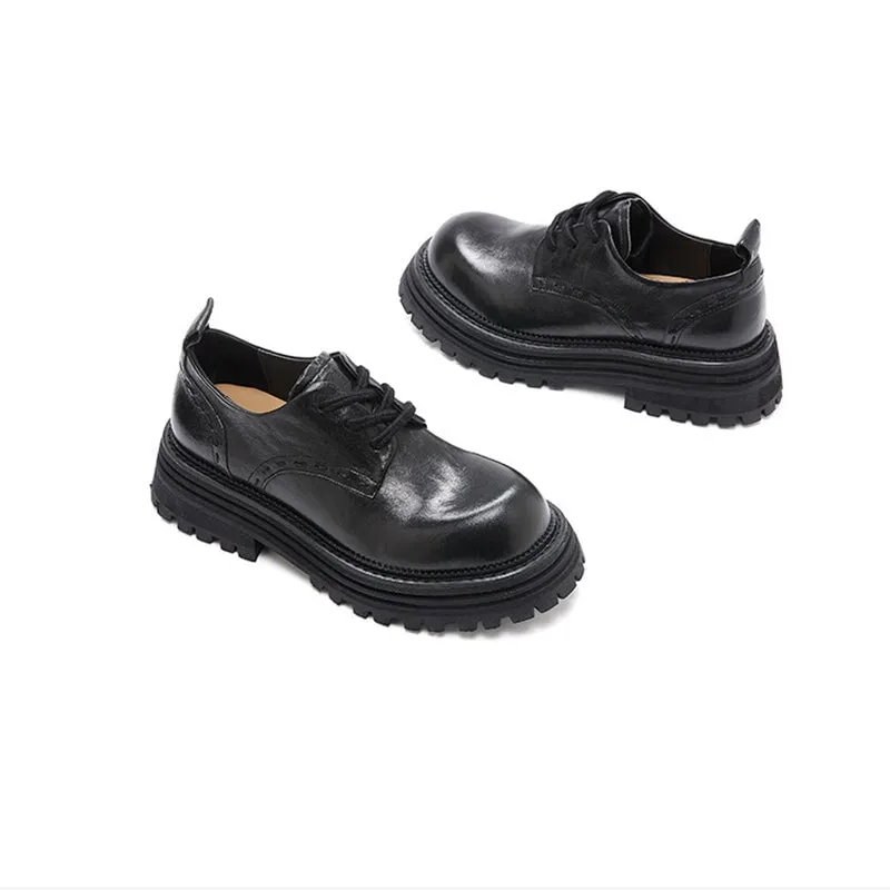 Horse Leather Chunky Oxfords for Women in Brown/Black Brogues Not Oxfords Kingsman