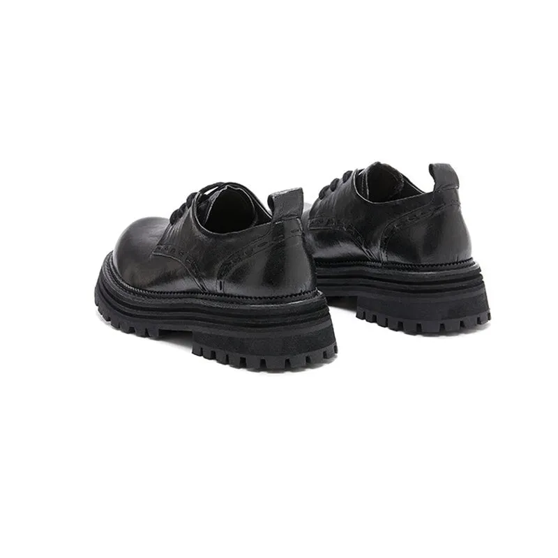 Horse Leather Chunky Oxfords for Women in Brown/Black Words Associated With Oxfords