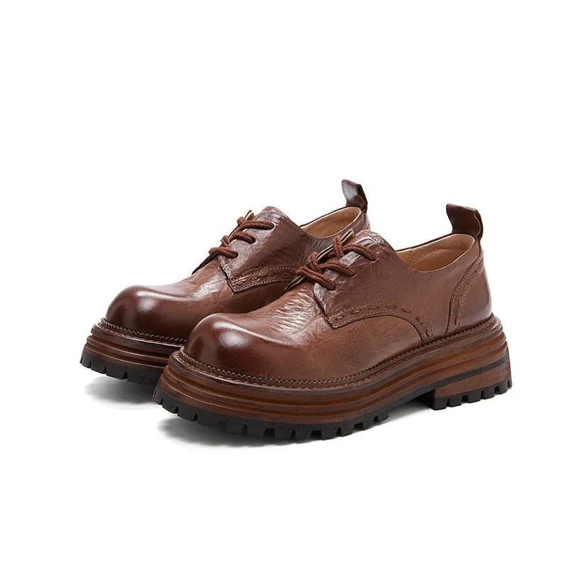 Flats & Oxfords Horse Leather Chunky Oxfords for Women in Brown/Black