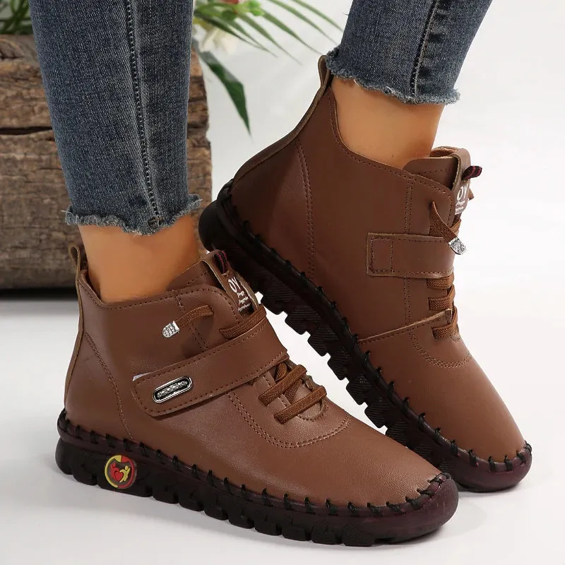 Best Loafers For Wide Feet Sneakers Women Shoes Platform Loafers Lace Up Leather Flat Slip On New Spring Casual Mom Shoes Hand Stitched Winter Bare Boots