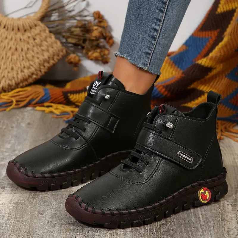 Sneakers Women Shoes Platform Loafers Lace Up Leather Flat Slip On New Spring Casual Mom Shoes Hand Stitched Winter Bare Boots Freddy Loafers