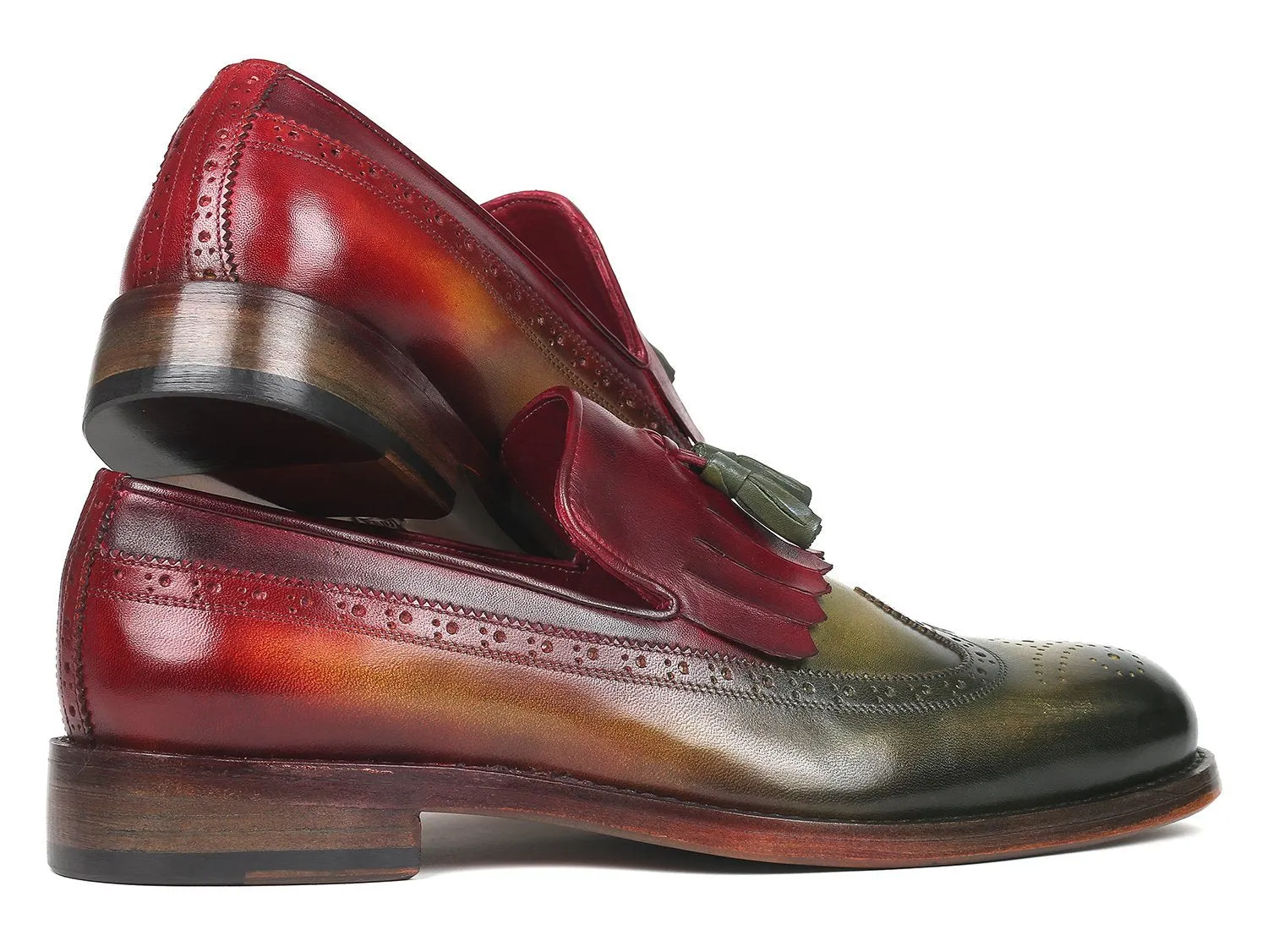 Paul Parkman Kiltie Tassel Loafer Green & Bordeaux (ID#KT39RD) Loafers For Wedding