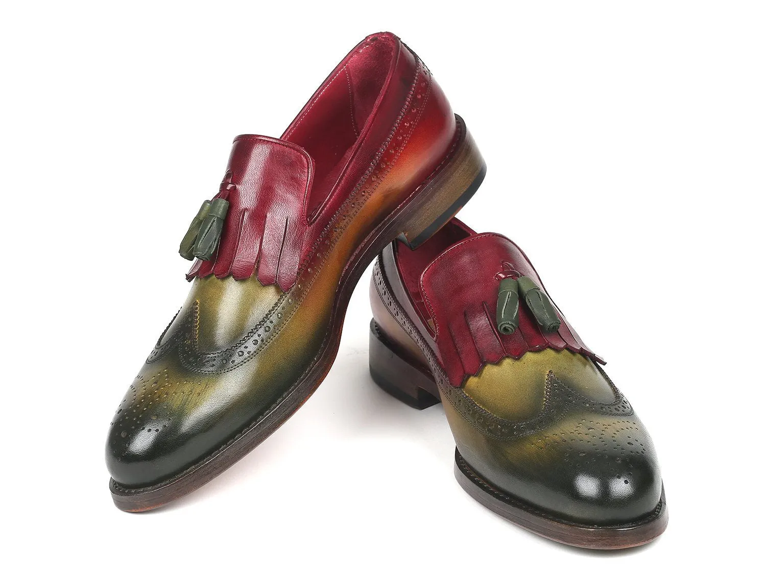 Hey Dude Paul Loafers Paul Parkman Kiltie Tassel Loafer Green & Bordeaux (ID#KT39RD)
