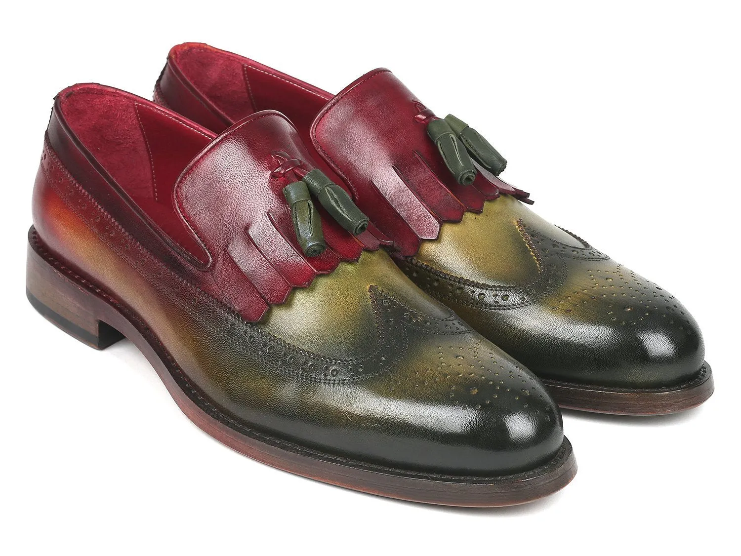 Paul Parkman Kiltie Tassel Loafer Green & Bordeaux (ID#KT39RD) Loro Piana Summer Walk Loafers