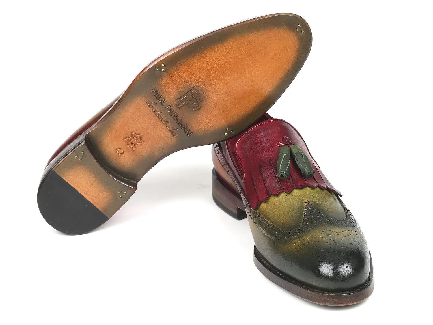 Loafers That Feel Like Sneakers Paul Parkman Kiltie Tassel Loafer Green & Bordeaux (ID#KT39RD)