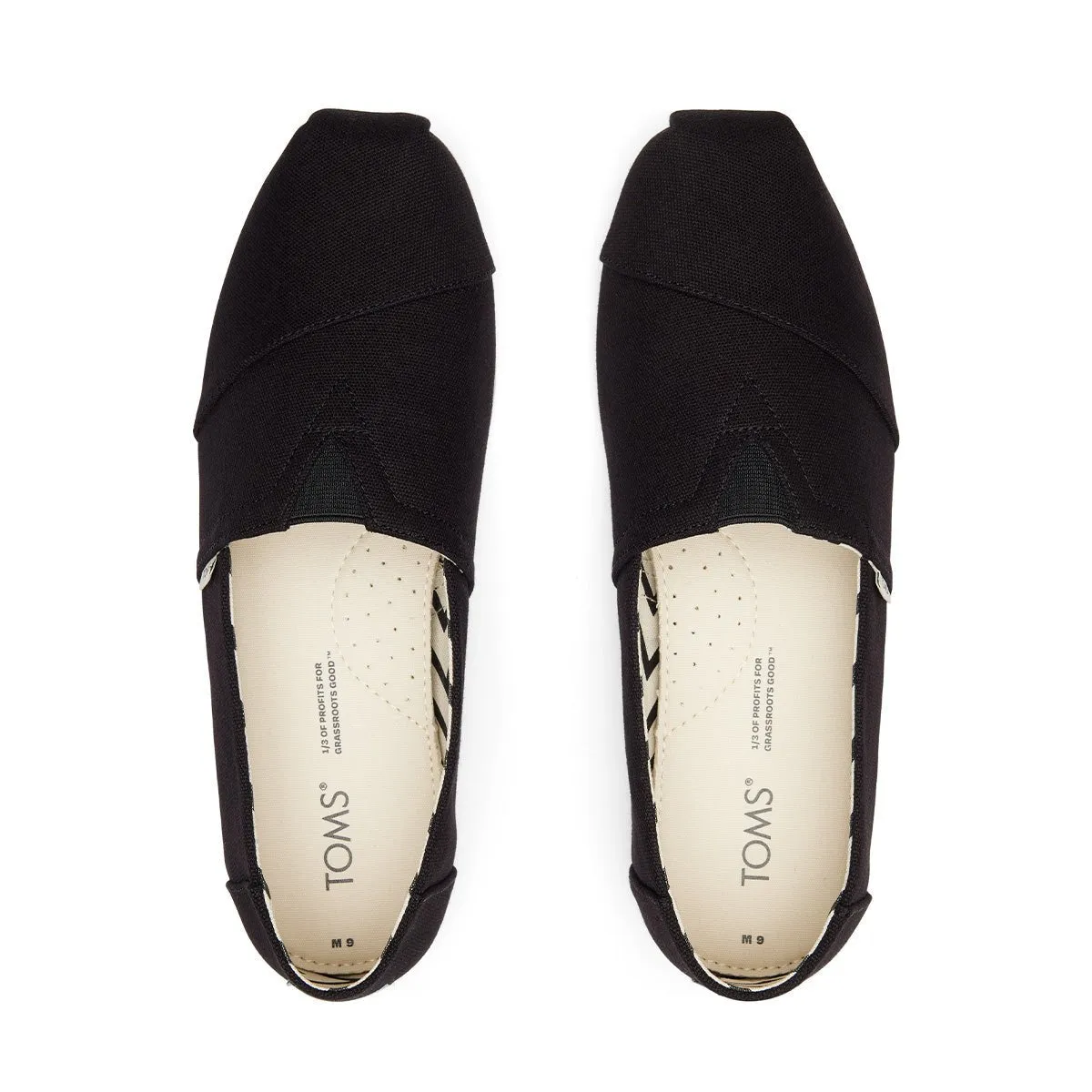 TOMS Espadrille Alpargata Men - Black Recycled Cotton Canvas Slip On Sport Shoes