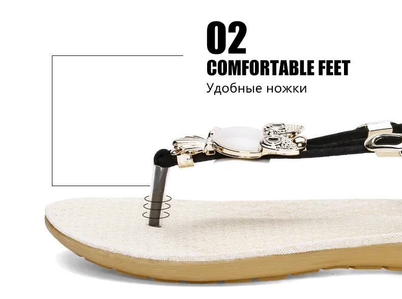 Rei Teva Flip Flops Women Sandals Summer Women Flat Sandals Bohemian Owl Sandals Flip Flops Women Shoes Slip on Beach Sandals Women