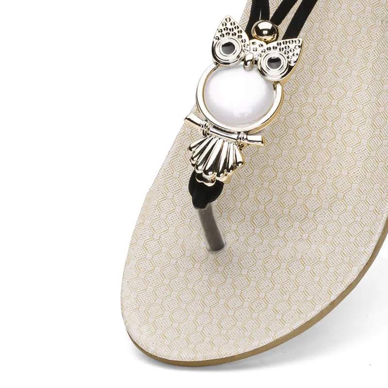 Flip Flops For Flat Feet Women Sandals Summer Women Flat Sandals Bohemian Owl Sandals Flip Flops Women Shoes Slip on Beach Sandals Women