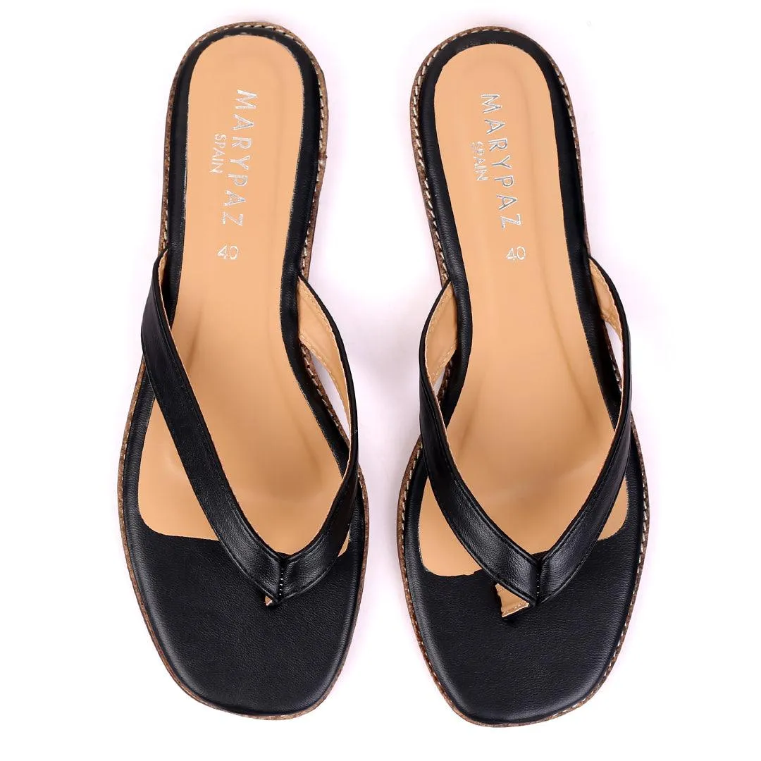 M.Paz Exquisite Designed Leather Slipper-Black 32 Degrees Slides