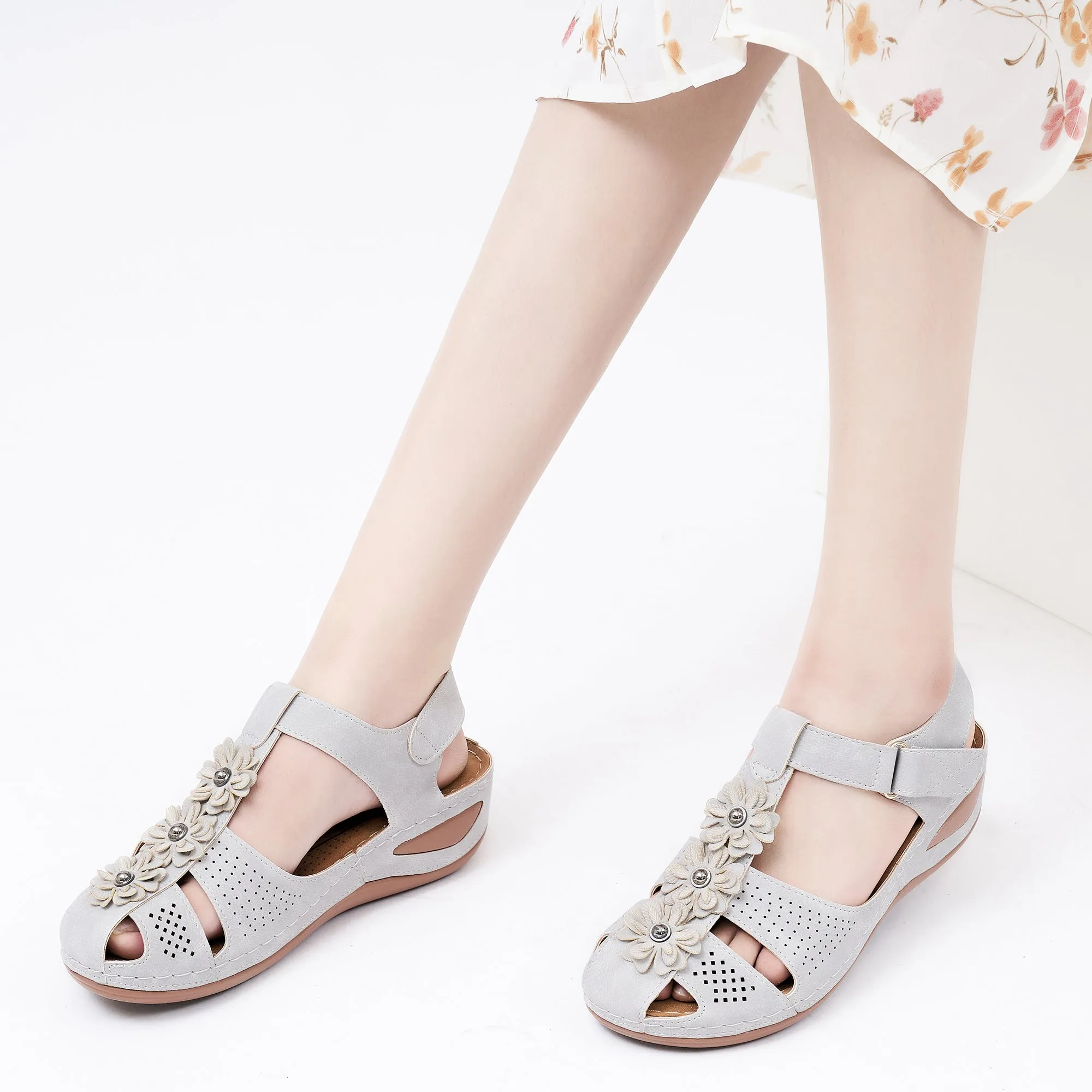 Mules Sandals HARENCWomen's Summer Sandals Casual Bohemia Gladiator Wedge Shoes Comfortable Ankle Strap Outdoor Platform Sandals