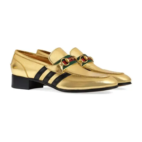 GUCCI X ADIDAS  Gold & Black Leather Quentin Snaffle Loafers Adidas Runfalcon 3.0 Running Shoe