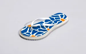 Printed Flip Flops : Blue Centipede Wearing Flip Flops