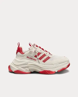 Triple S White / White / Red Low Top Sneakers Adidas Vulcano Shoes