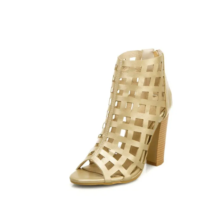 Sandals With A Closed Toe Women's Zip High Heel Gladiator Sandals