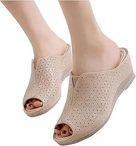 Flip Flops With Tread Slipper for Women Fashion Fish Mouth Open Toe Hollow Slip-on Platform Slippers Casual Outdoor Ladies Shoes   B730485