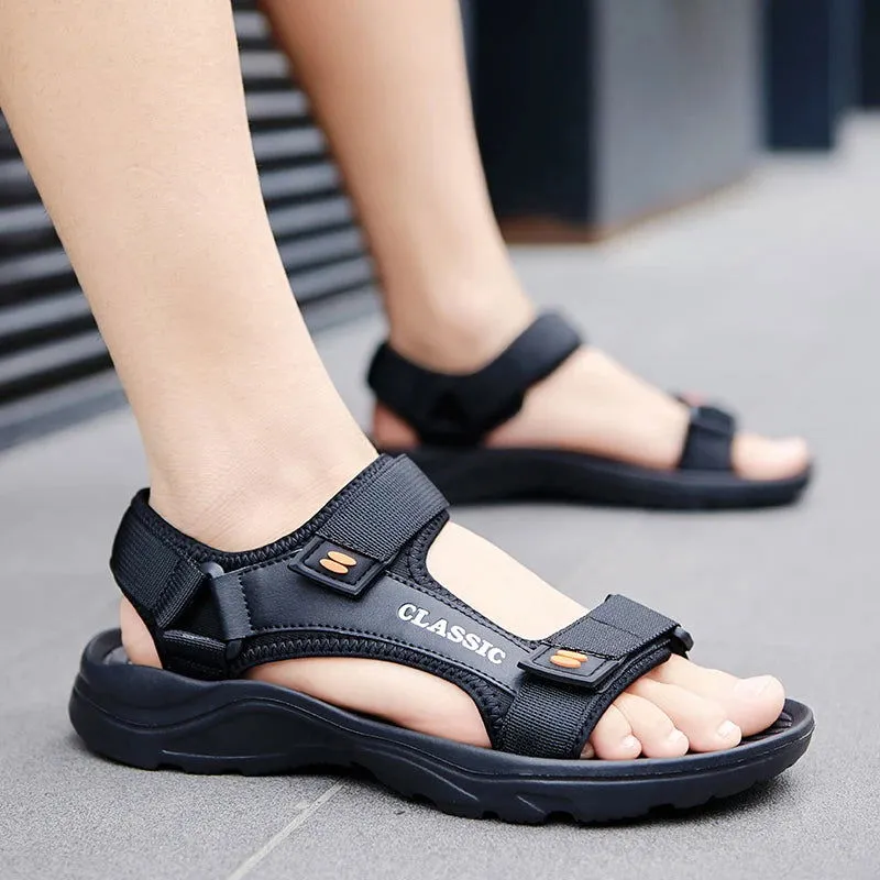 Peep Toe Sandals Heels Men Sandals Summer Leisure Beach Holiday Sandals Men Shoes 2023 New Outdoor Sneakers Male Retro Comfortable Casual Sandals Men