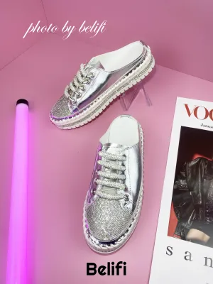 Hippopotamus Slippers Belifi Strappy Radiance: Women's Multi-Strap Rhinestone Platform Slippers for a Chic and Comfortable Experience