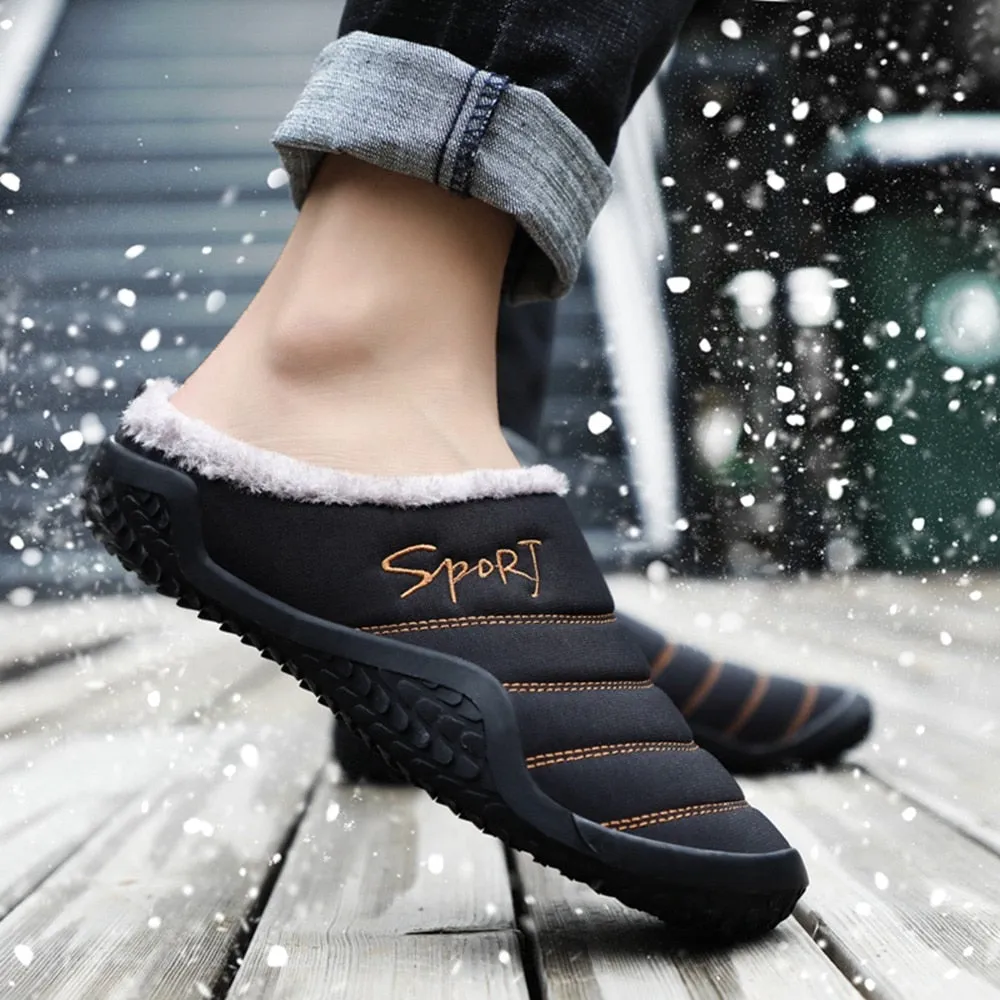 Cuzcare Fur Slippers For Men Warm Anti-slip Winter Shoes Trey Turner Slides