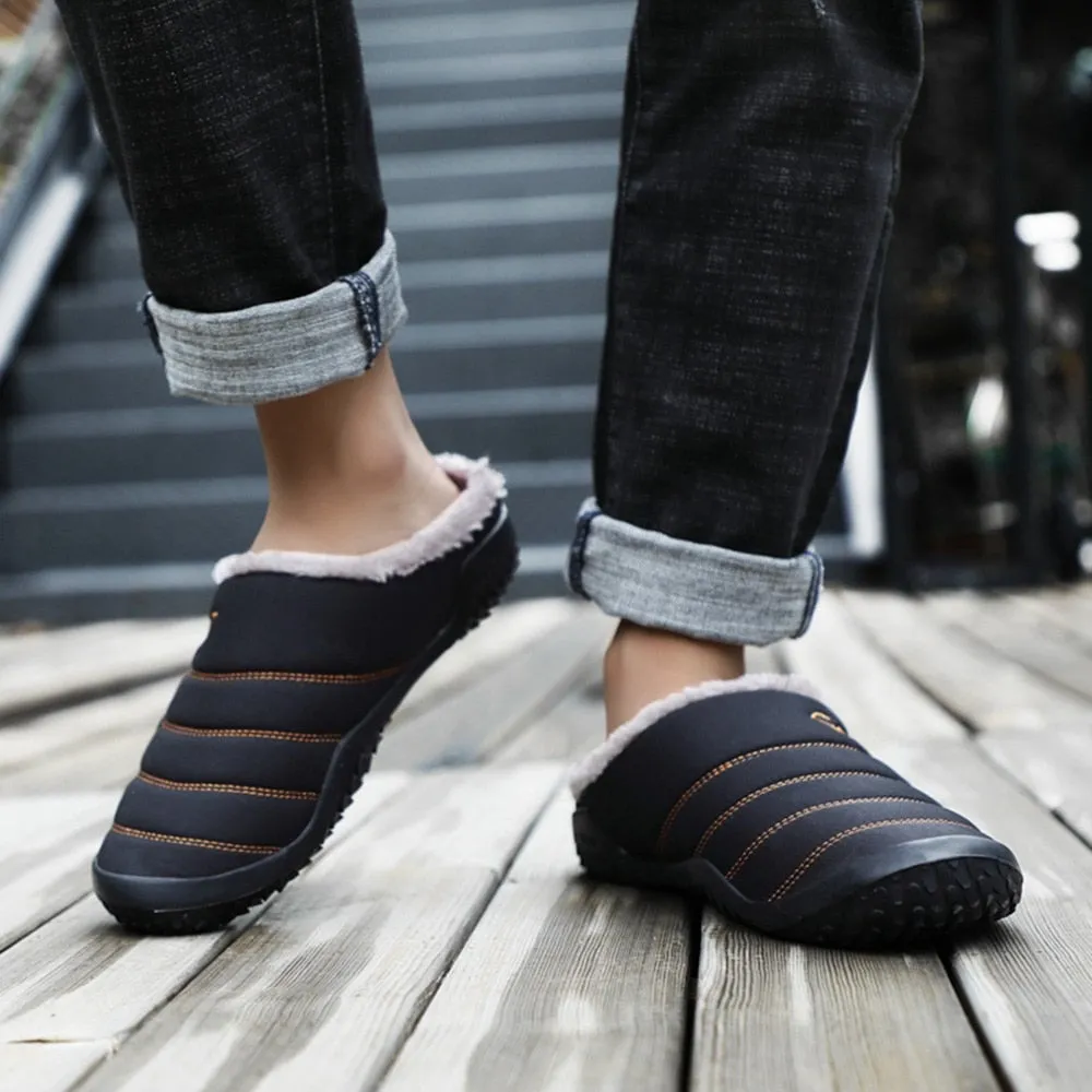 Cuzcare Fur Slippers For Men Warm Anti-slip Winter Shoes By Burree Slippers