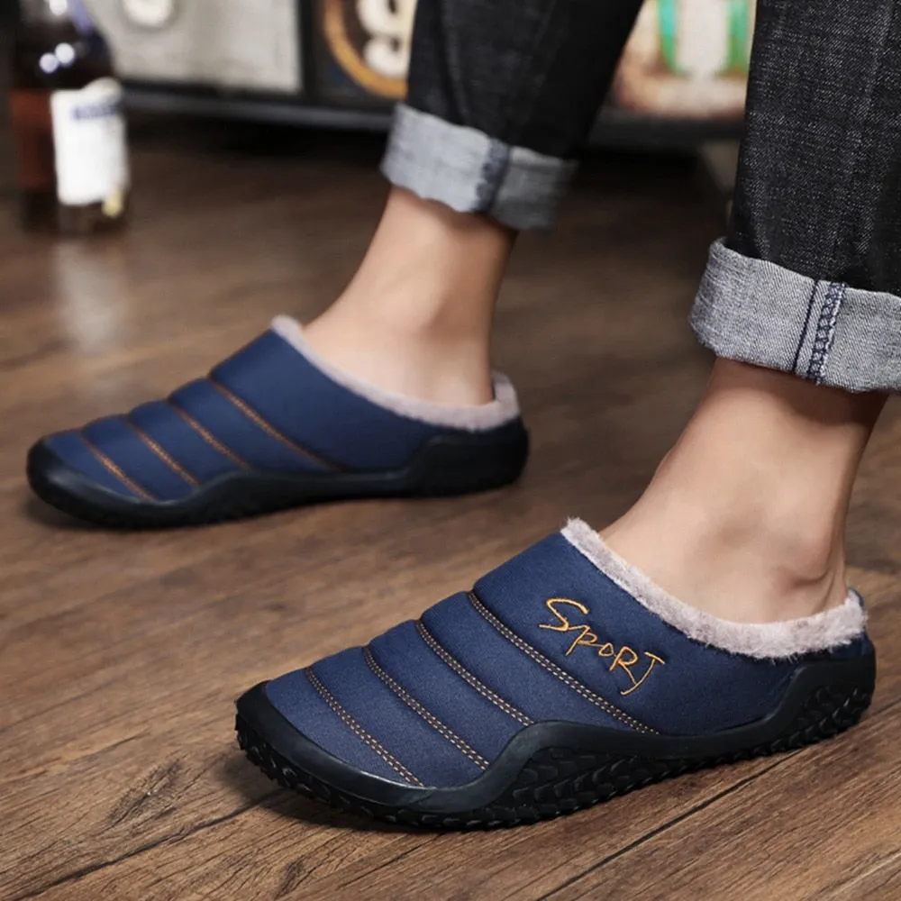 Cuzcare Fur Slippers For Men Warm Anti-slip Winter Shoes Kors Slippers