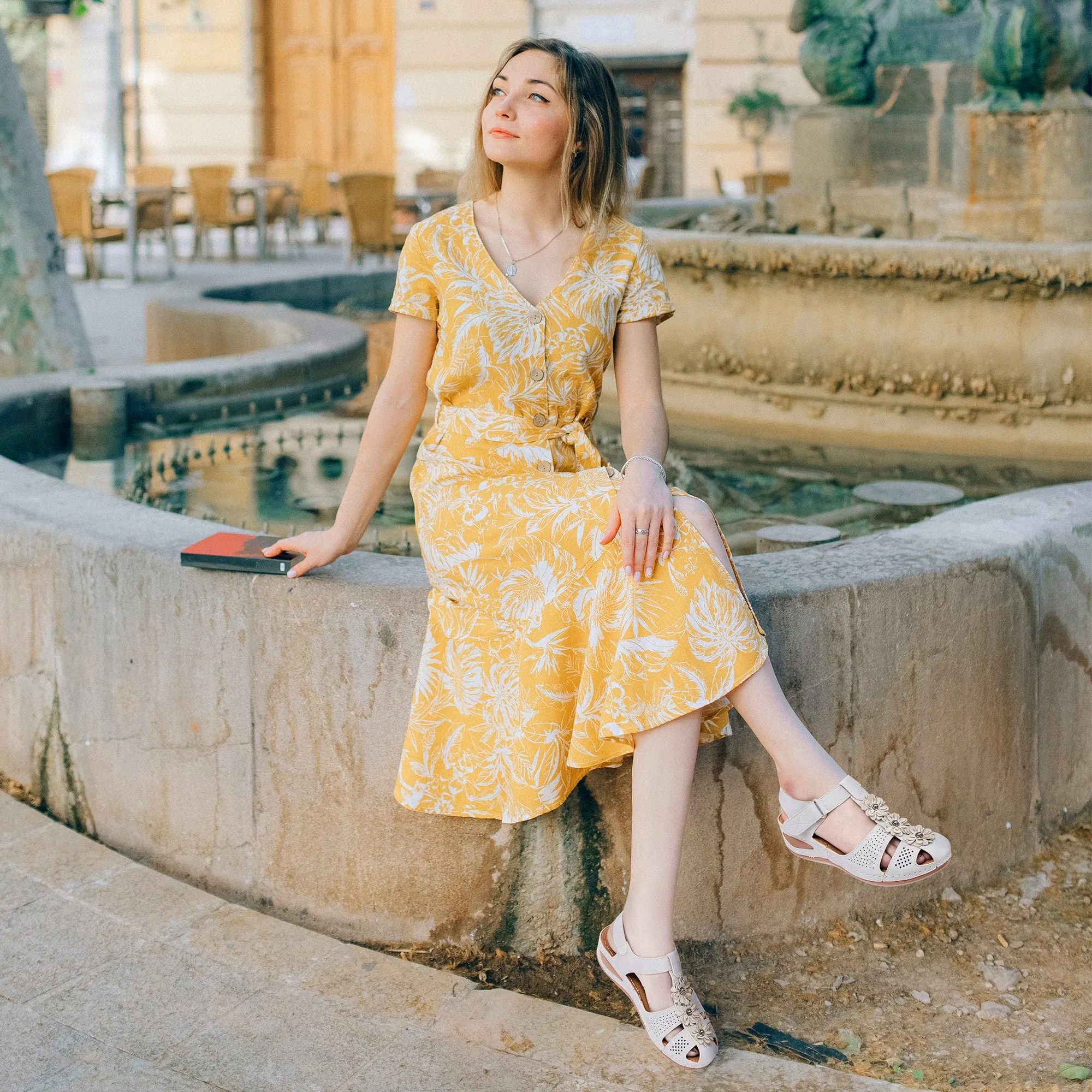 Italian Shoemakers Wedge Sandals HARENCWomen's Summer Sandals Casual Bohemia Gladiator Wedge Shoes Comfortable Ankle Strap Outdoor Platform Sandals