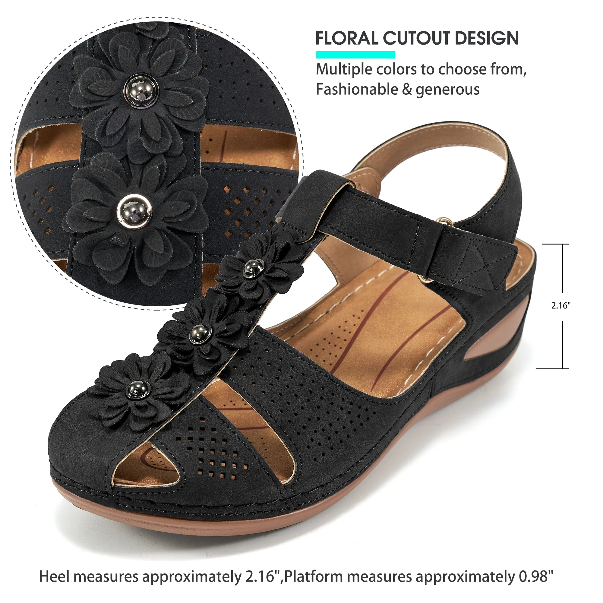 Double Wide Width Sandals HARENCWomen's Summer Sandals Casual Bohemia Gladiator Wedge Shoes Comfortable Ankle Strap Outdoor Platform Sandals