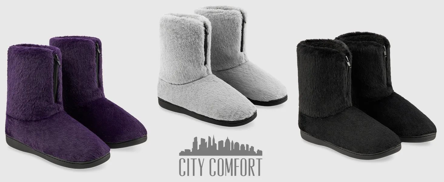 CityComfort Womens Slippers - Fluffy Boot Slippers Non Skid Slippers For Elderly