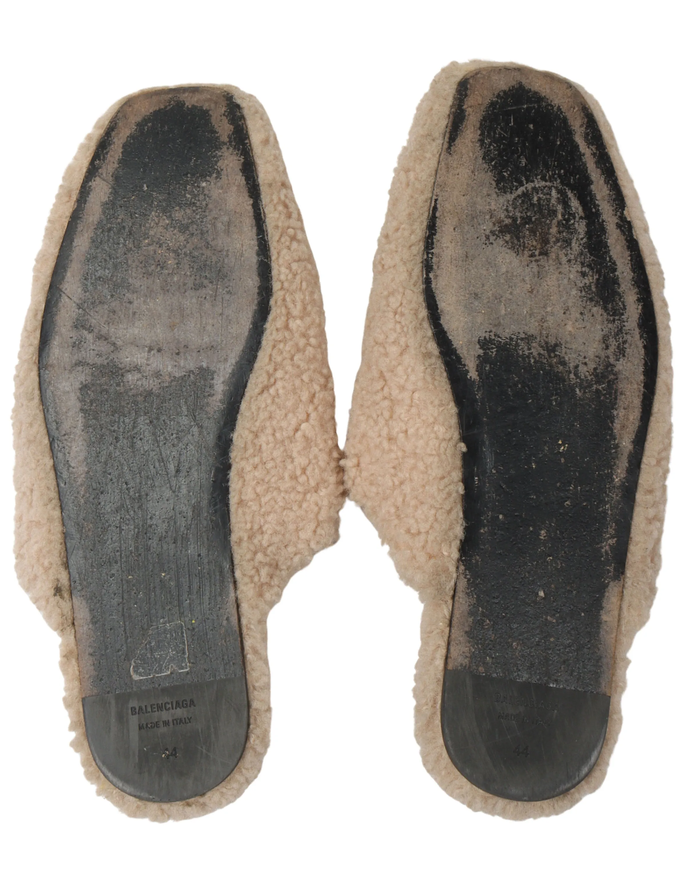 Faux Fur Mules Embroidered Sandals