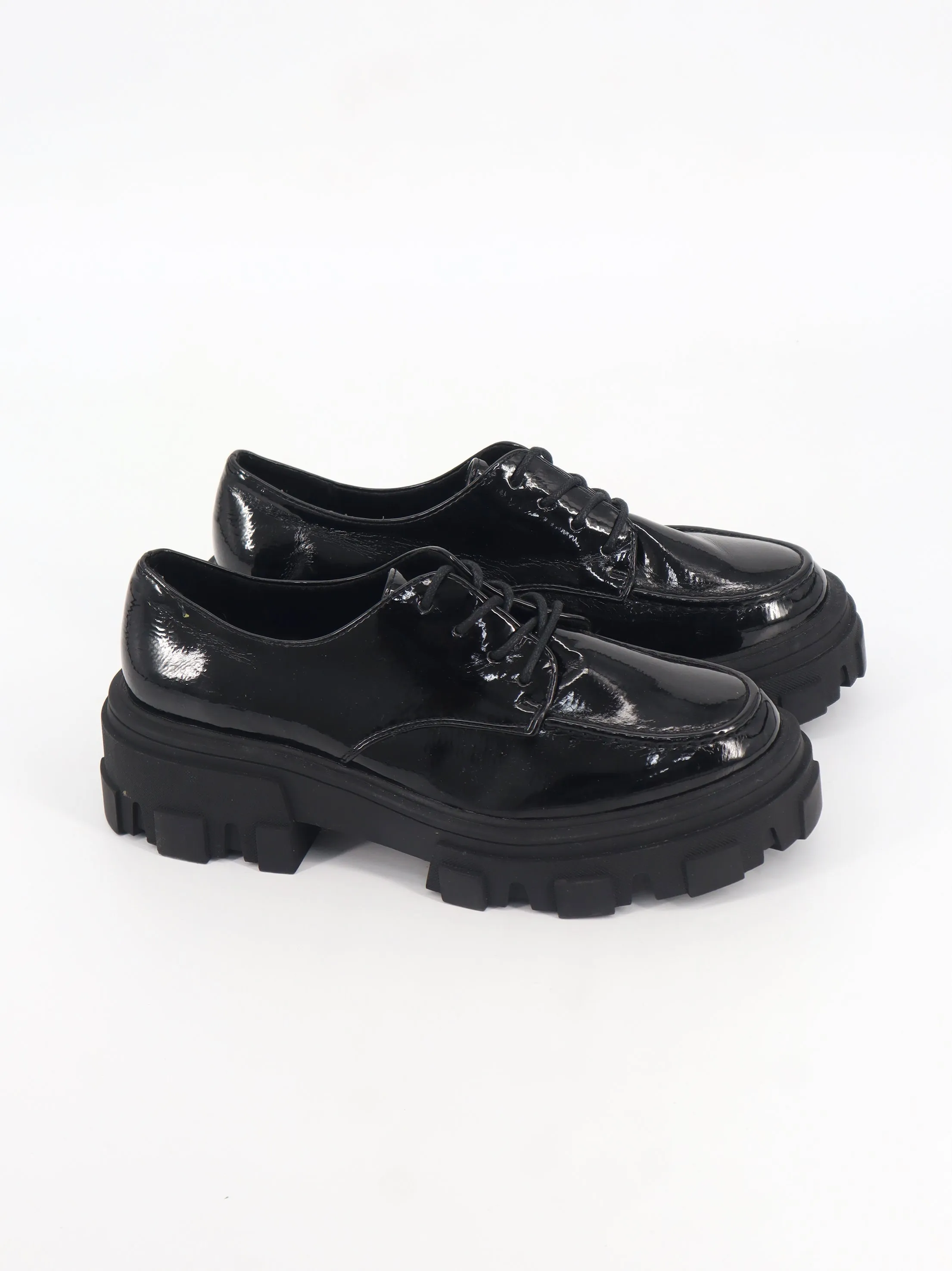 Flat Wrestling Shoes Women's Patent Leather Shoes,Black