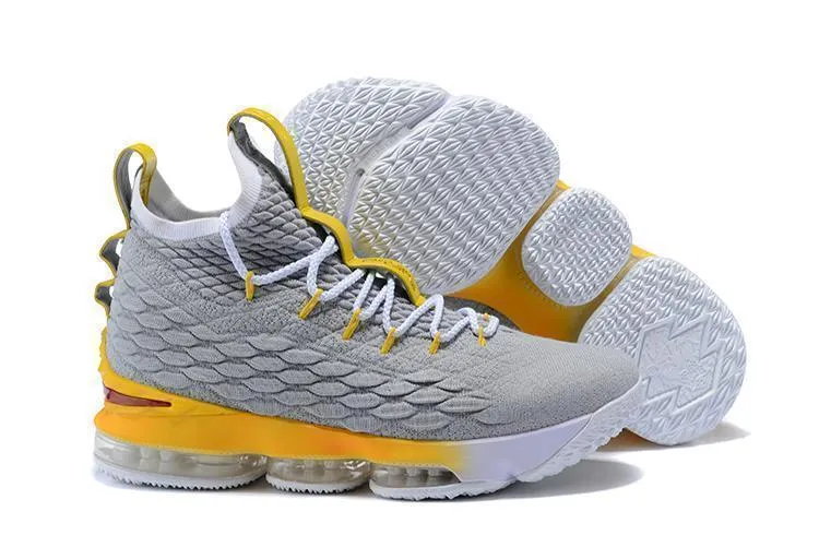 Nike Lebron XV 15 Grey Gold Yellow Men Shoes !!! CYBER MONDAY SALE !!! Asics Blade Ff Indoor Shoes