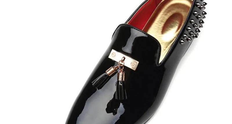 Birdie Loafers Men's Spring Leather Loafers With Rivets | Plus Size