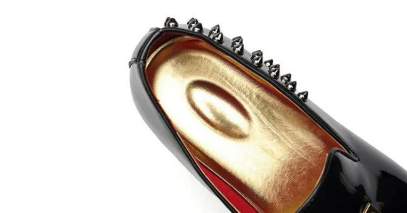 Men's Spring Leather Loafers With Rivets | Plus Size Woven Penny Loafers