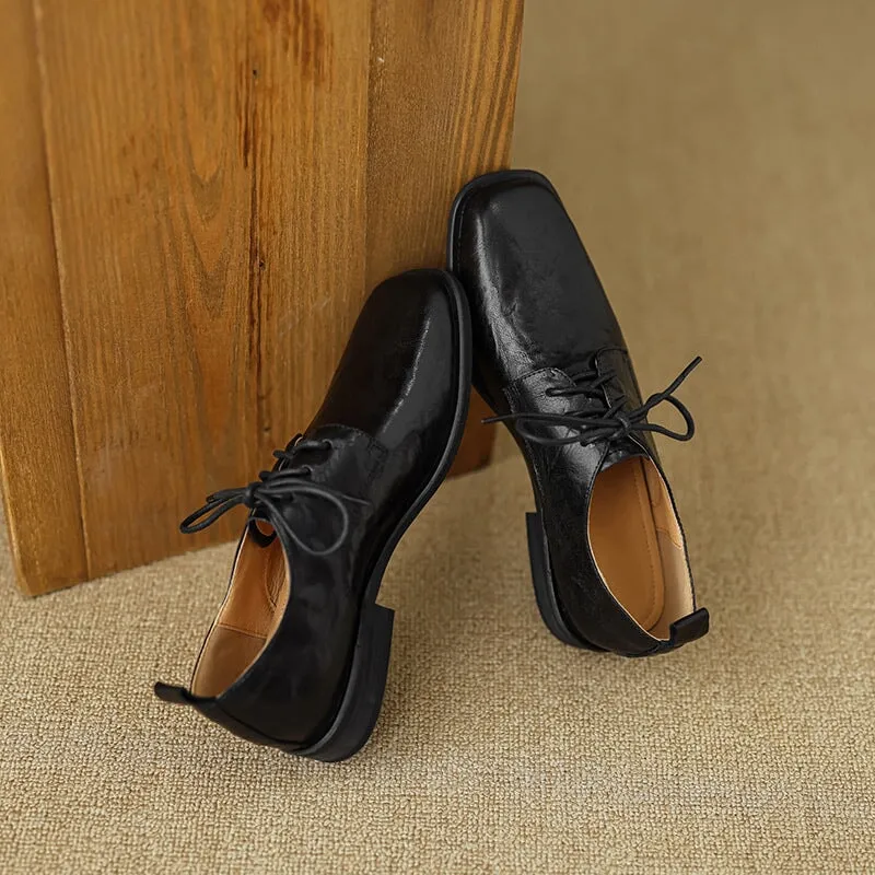 Soft Leather Oxford Shoes For Women Handmade Designer Dress Shoes in Brown/Black Oxford Style