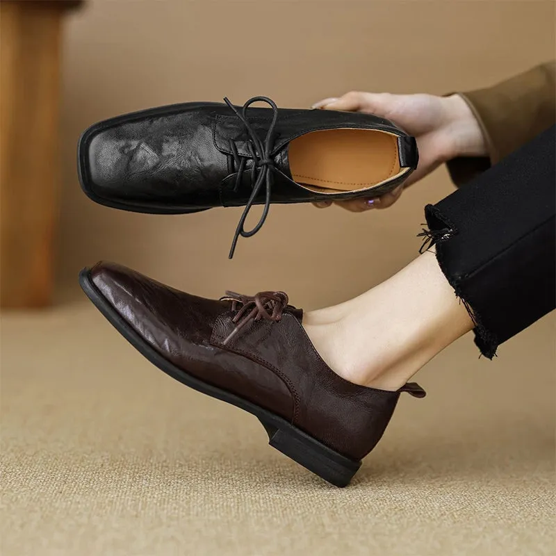 Soft Leather Oxford Shoes For Women Handmade Designer Dress Shoes in Brown/Black Oxford Brand