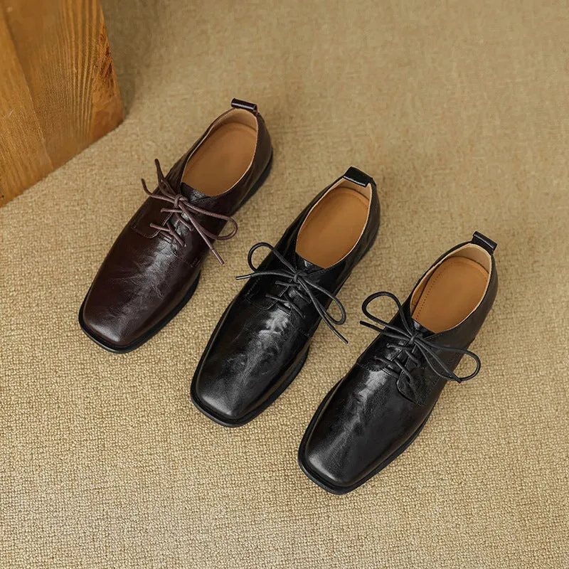 Soft Leather Oxford Shoes For Women Handmade Designer Dress Shoes in Brown/Black Waterproof Wingtip Oxfords