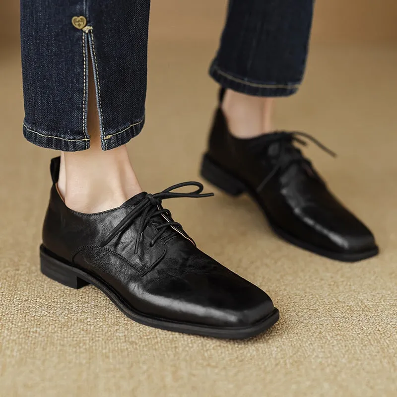 Oxfords & Loafers Soft Leather Oxford Shoes For Women Handmade Designer Dress Shoes in Brown/Black