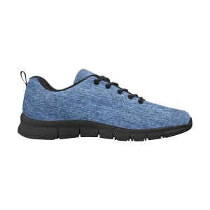 Black Friday Running Shoes Uniquely You Womens Sneakers, Blue Denim Print Running Shoes by inQue.Style