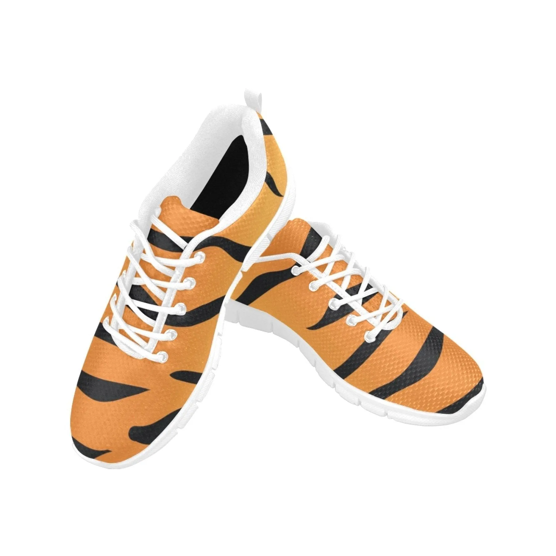 Uniquely You Womens Sneakers,  Orange and Black Tiger Striped  Running Shoes by inQue.Style High Arched Running Shoes