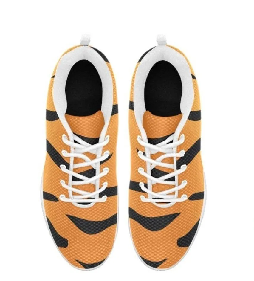 Uniquely You Womens Sneakers,  Orange and Black Tiger Striped  Running Shoes by inQue.Style Top Shoes For Running