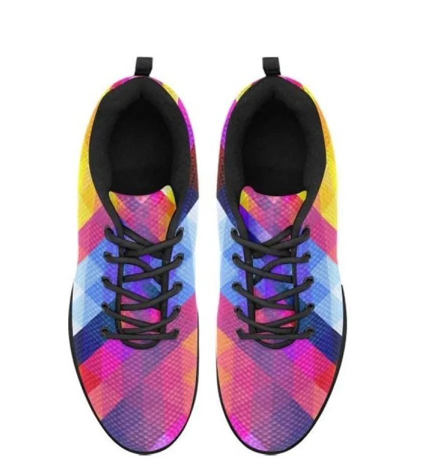 Warranty Uniquely You Womens Sneakers, Rainbow Geometric Print Running Shoes by inQue.Style